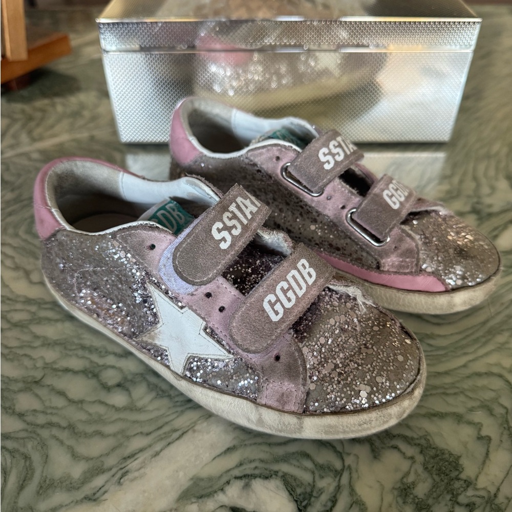 Golden Goose Pink and Silver Glitter Sneakers